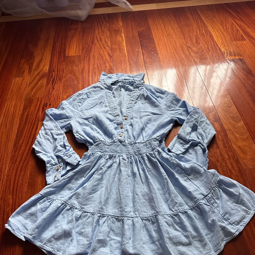 Light Blue Long Sleeve Dress
